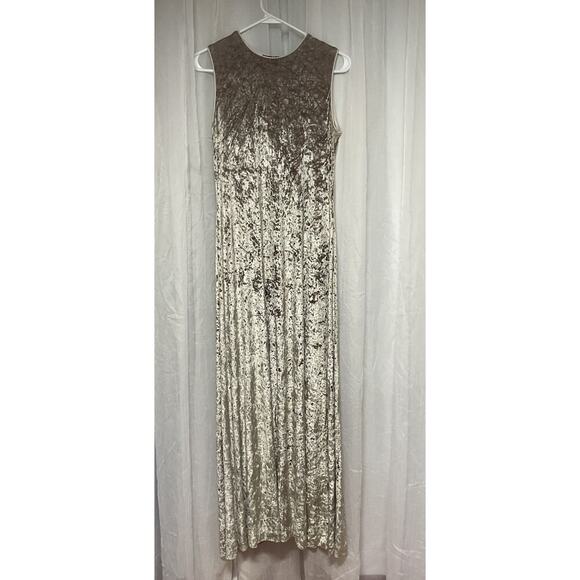 Vtg Huey Waltzer Neiman Marcus Velvet Silver Maxi Dress Made In USA Rare Sz 10 - Picture 1 of 9